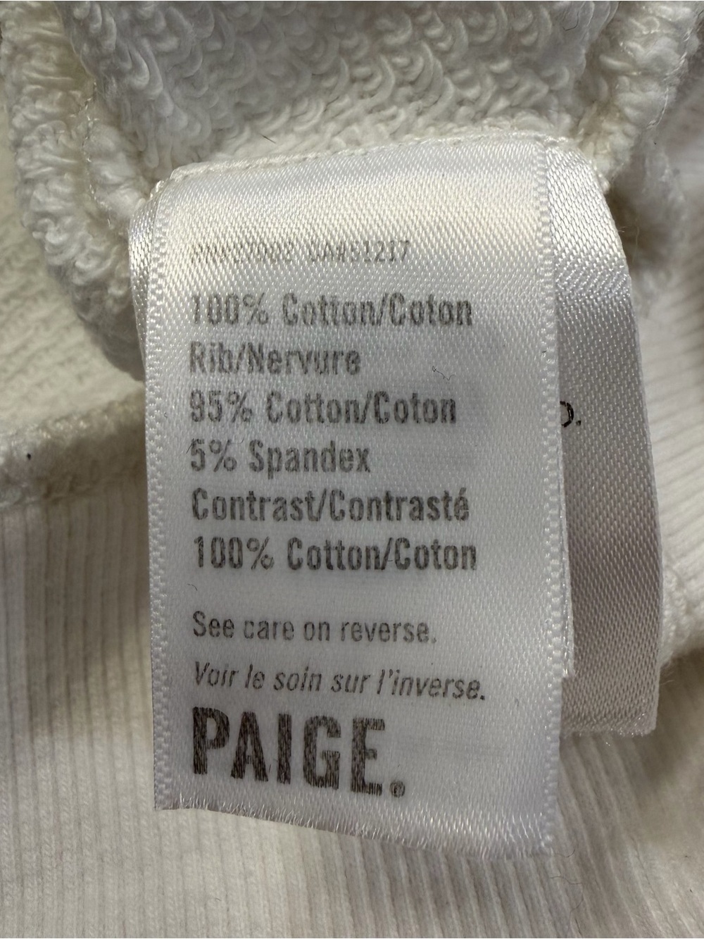 Paige Mako Puff Sleeve Sweatshirt White Eyelet Lace Sleeve Cotton Top Medium - Picture 11 of 12